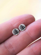 Hand stamped silver tree stud