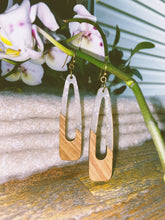 Silver-Speckled Resin and Wood Earrings