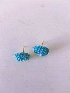 Turquoise And Blue Button Post Beaded Earring